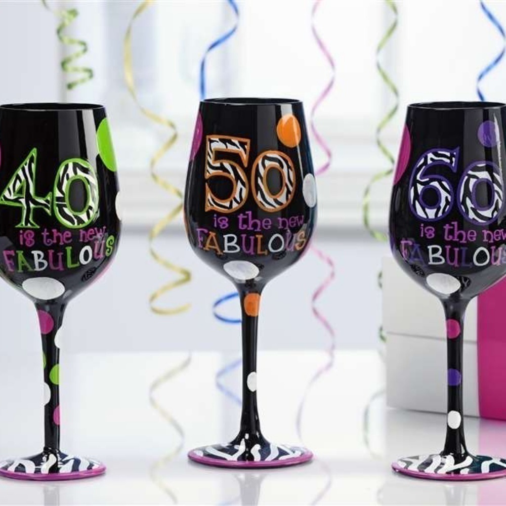 50 60  is the new fabulous black wine glass